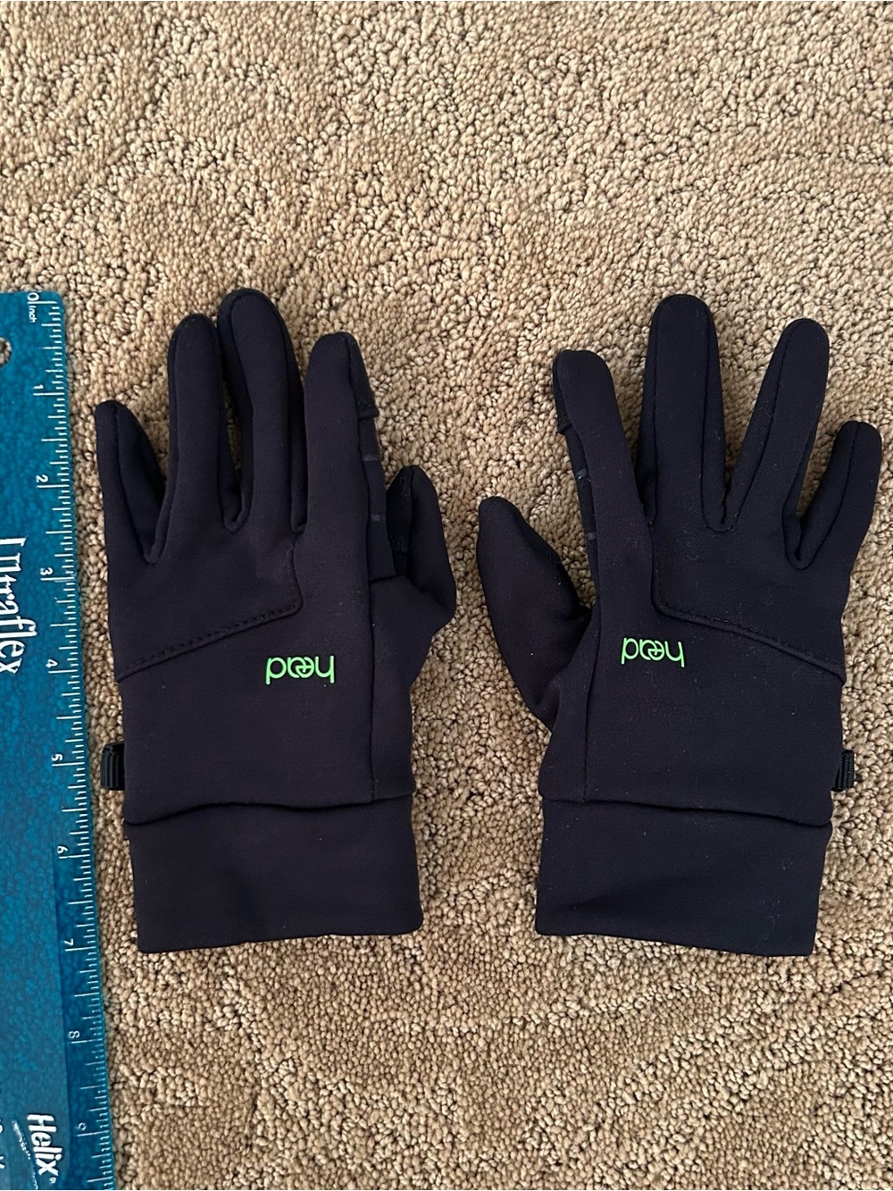 Head Black Gloves Kids with Green Logo